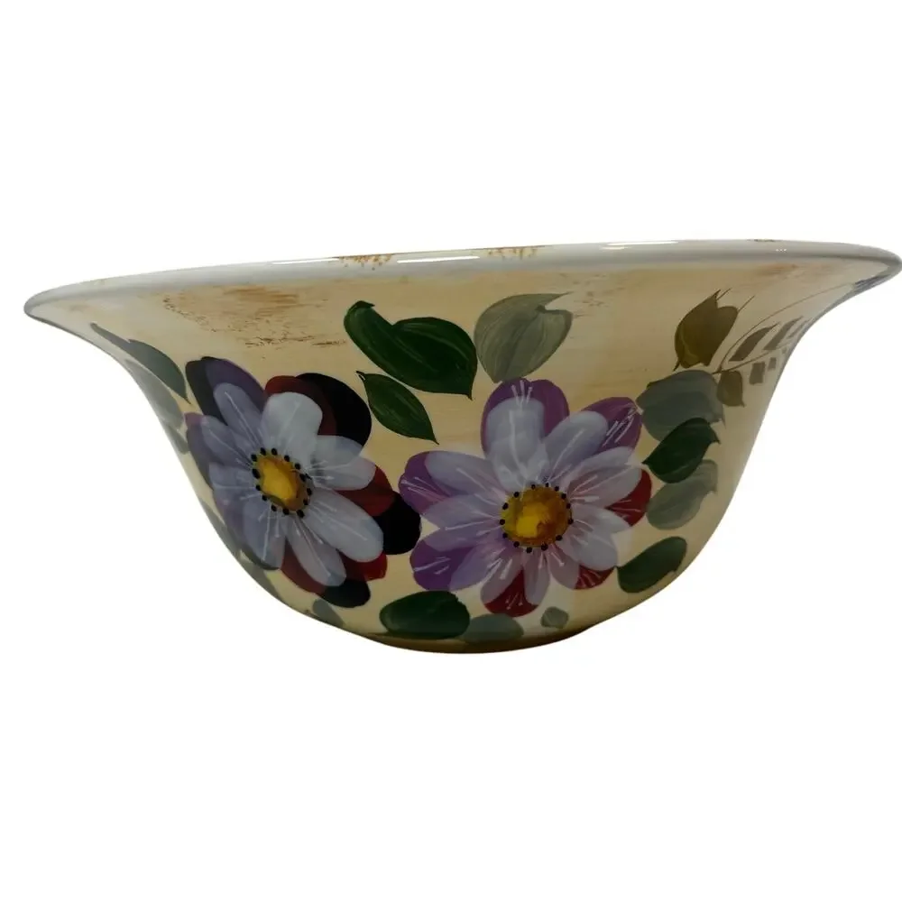 Gibson Elite Hand Painted Floral Pitcher & Wash Basin Bowl Set Cottage Garden